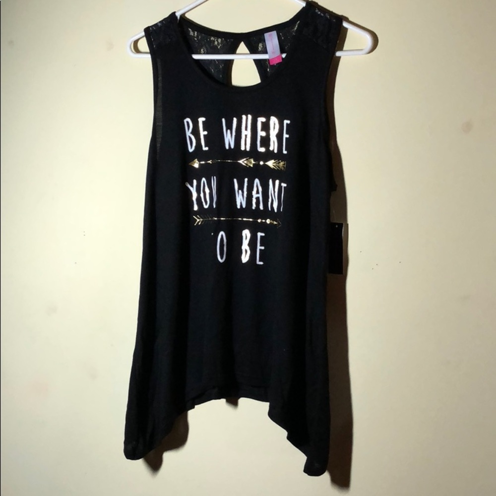 Black graphic tank top